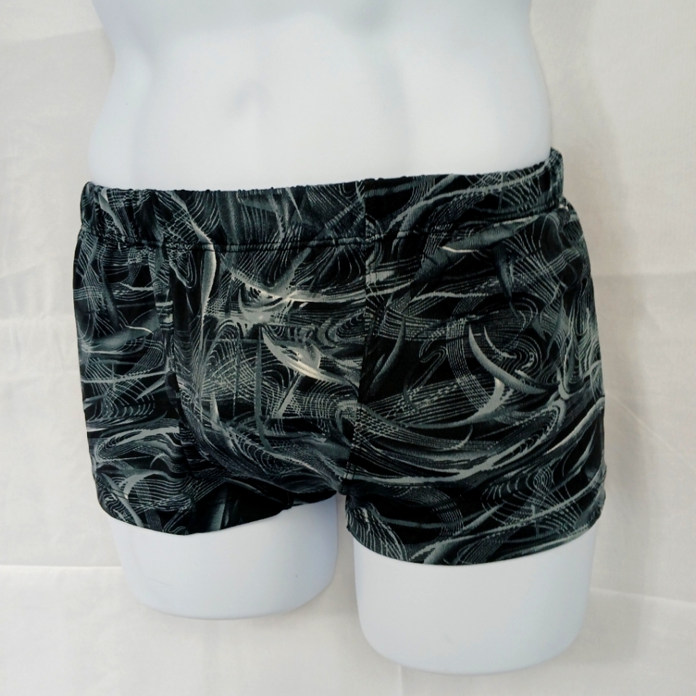 Black and Gray Patterned Boxer Swim Size M